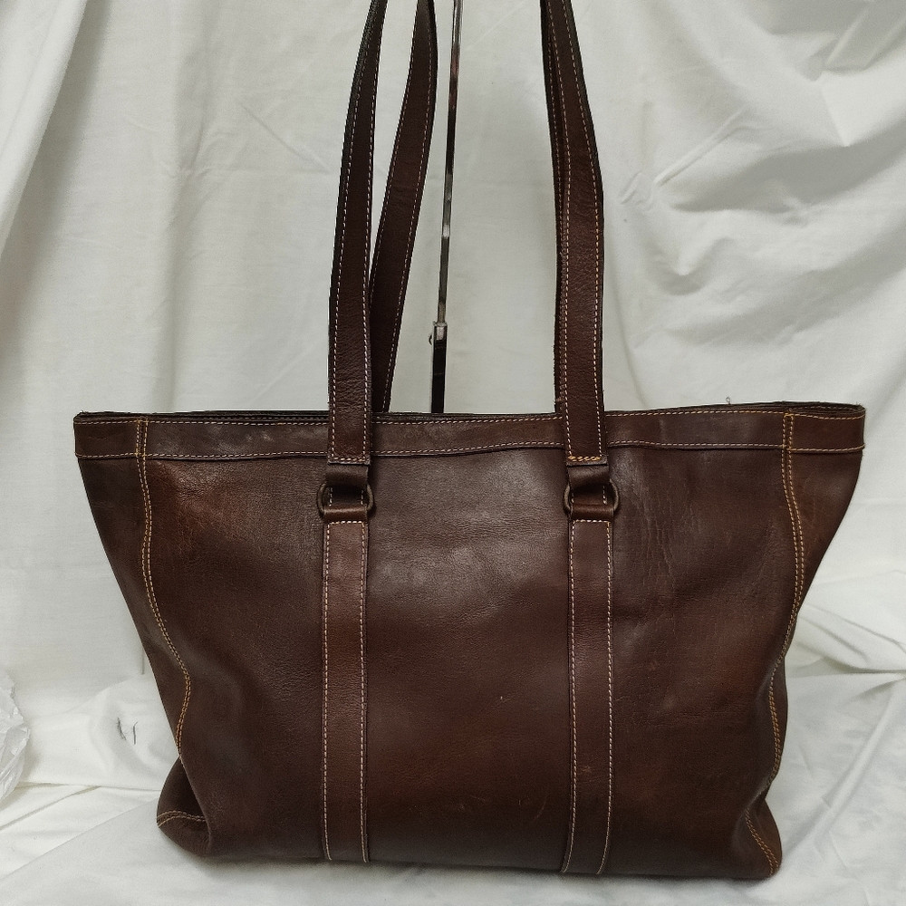 💯Authentic "Signed Original" Eddie Bauer Large leather Tote Bag HTF VTG RARE - Picture 4 of 9